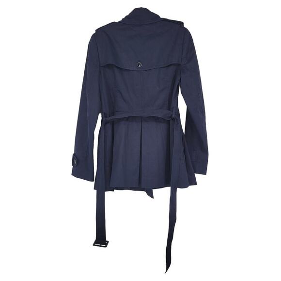 Banana Republic Navy Blue Trench Coat Tie Waist Size 4 - Picture 2 of 6
